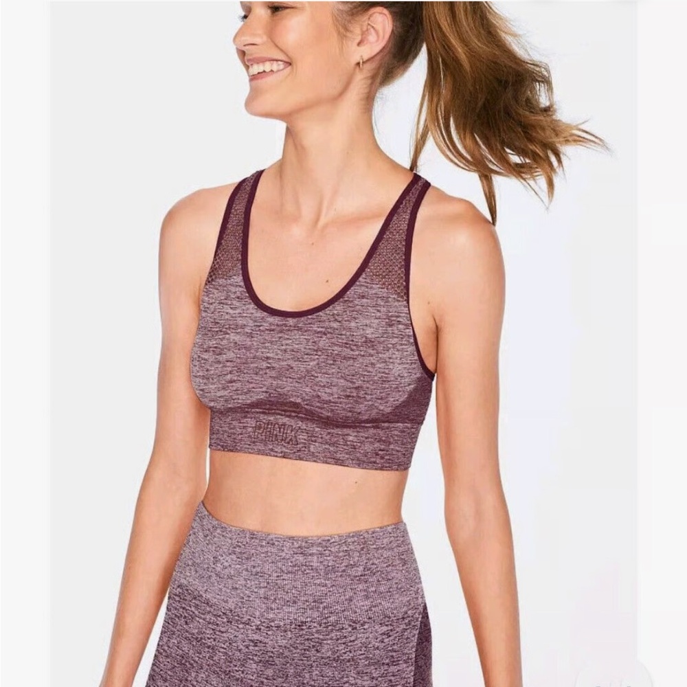 PINK Victoria's Secret Maroon Seamless Workout Set - Size L